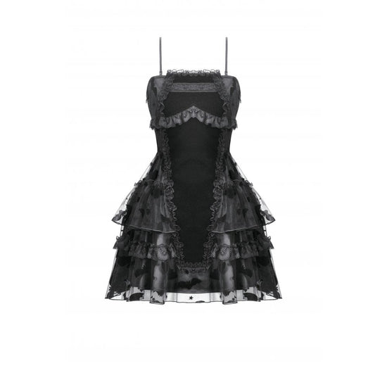 Dark in Love Gothic Mini Dress Morwenna Bat Mesh Layered UK 8-18 - QHA UK