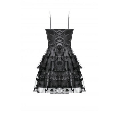 Dark in Love Gothic Mini Dress Morwenna Bat Mesh Layered UK 8-18 - QHA UK