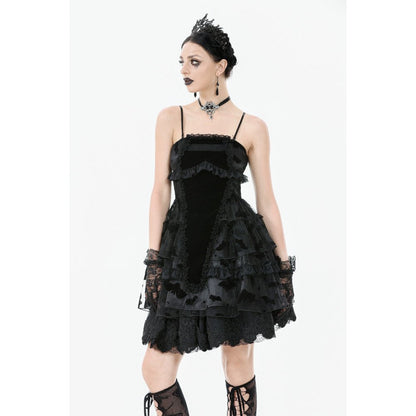 Dark in Love Gothic Mini Dress Morwenna Bat Mesh Layered UK 8-18 - QHA UK