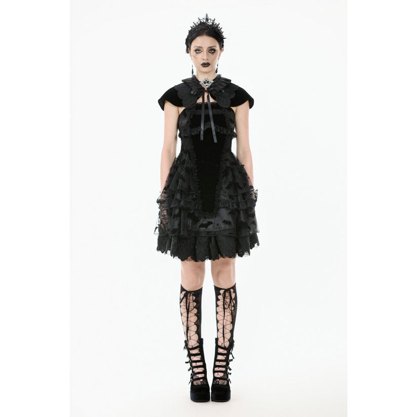 Dark in Love Gothic Mini Dress Morwenna Bat Mesh Layered UK 8-18 - QHA UK
