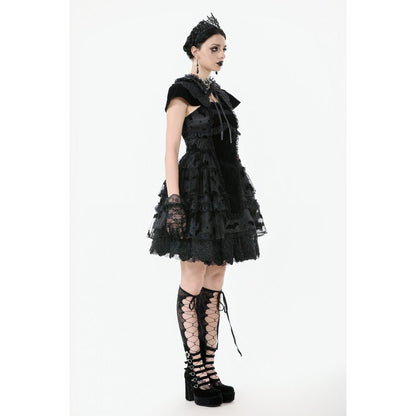 Dark in Love Gothic Mini Dress Morwenna Bat Mesh Layered UK 8-18 - QHA UK