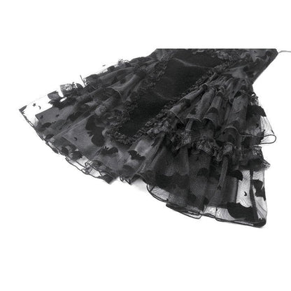 Dark in Love Gothic Mini Dress Morwenna Bat Mesh Layered UK 8-18 - QHA UK