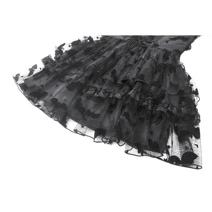 Dark in Love Gothic Mini Dress Morwenna Bat Mesh Layered UK 8-18 - QHA UK