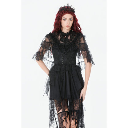 Dark in Love Women's Gothic Capelet Morwenna Lace Ruffle UK 10-22 - QHA UK
