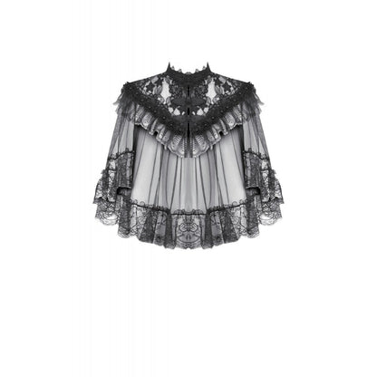 Dark in Love Women's Gothic Capelet Morwenna Lace Ruffle UK 10-22 - QHA UK