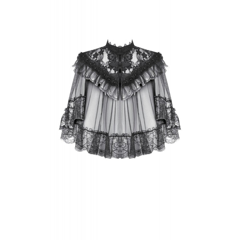 Dark in Love Women's Gothic Capelet Morwenna Lace Ruffle UK 10-22 - QHA UK