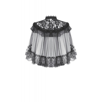 Dark in Love Women's Gothic Capelet Morwenna Lace Ruffle UK 10-22 - QHA UK
