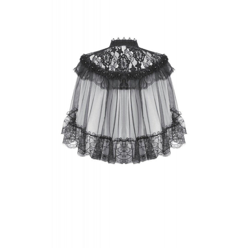 Dark in Love Women's Gothic Capelet Morwenna Lace Ruffle UK 10-22 - QHA UK