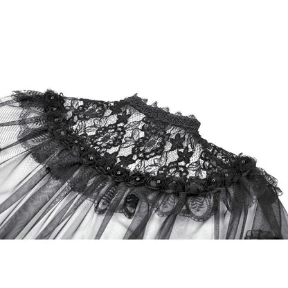 Dark in Love Women's Gothic Capelet Morwenna Lace Ruffle UK 10-22 - QHA UK