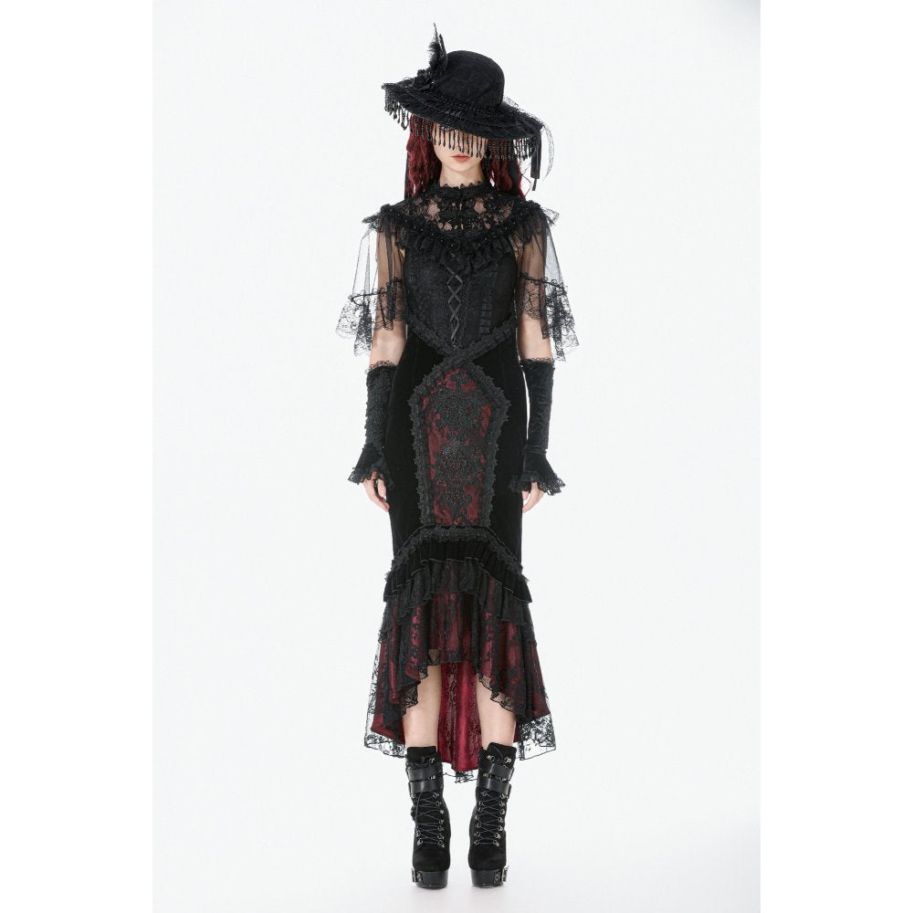 Dark in Love Women's Gothic Capelet Morwenna Lace Ruffle UK 10-22 - QHA UK