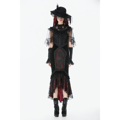 Dark in Love Women's Gothic Capelet Morwenna Lace Ruffle UK 10-22 - QHA UK