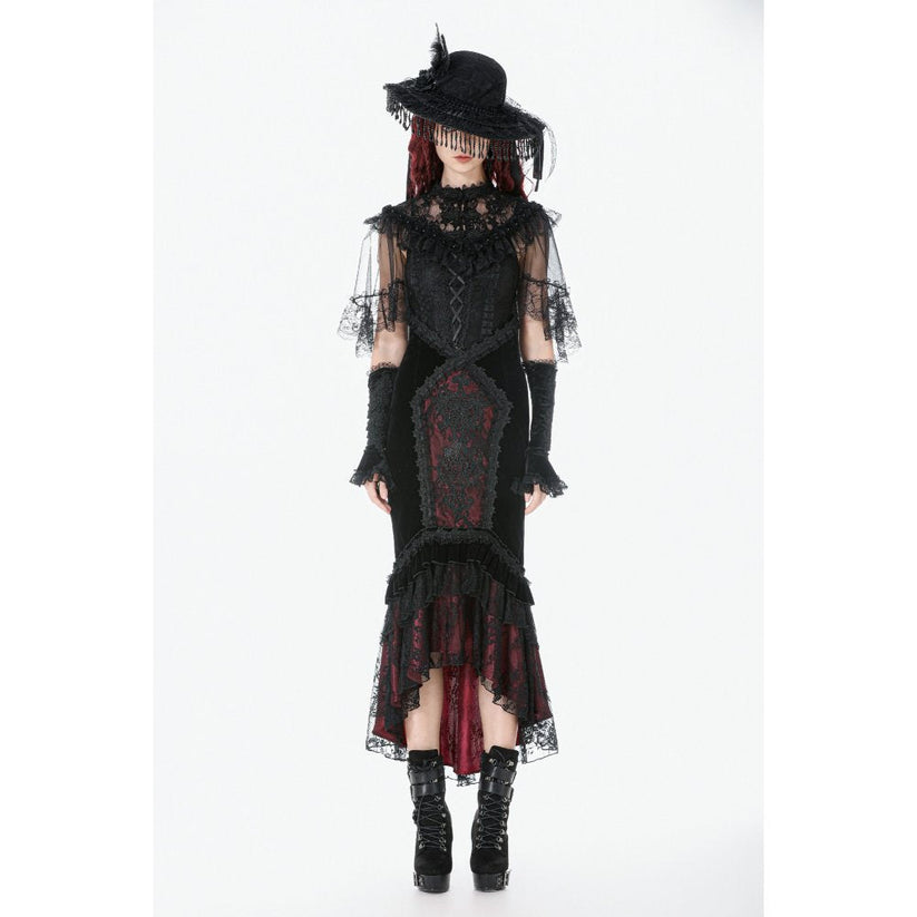 Dark in Love Women's Gothic Capelet Morwenna Lace Ruffle UK 10-22 - QHA UK