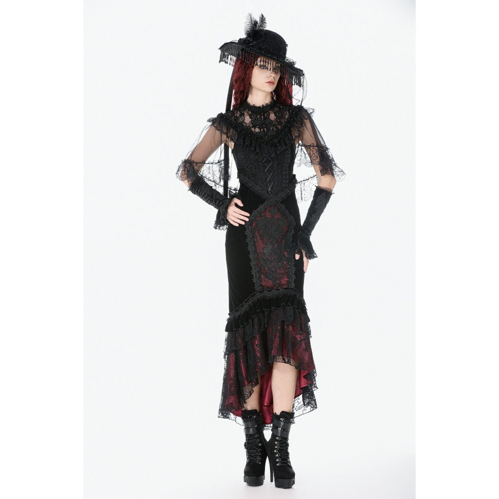 Dark in Love Women's Gothic Capelet Morwenna Lace Ruffle UK 10-22 - QHA UK