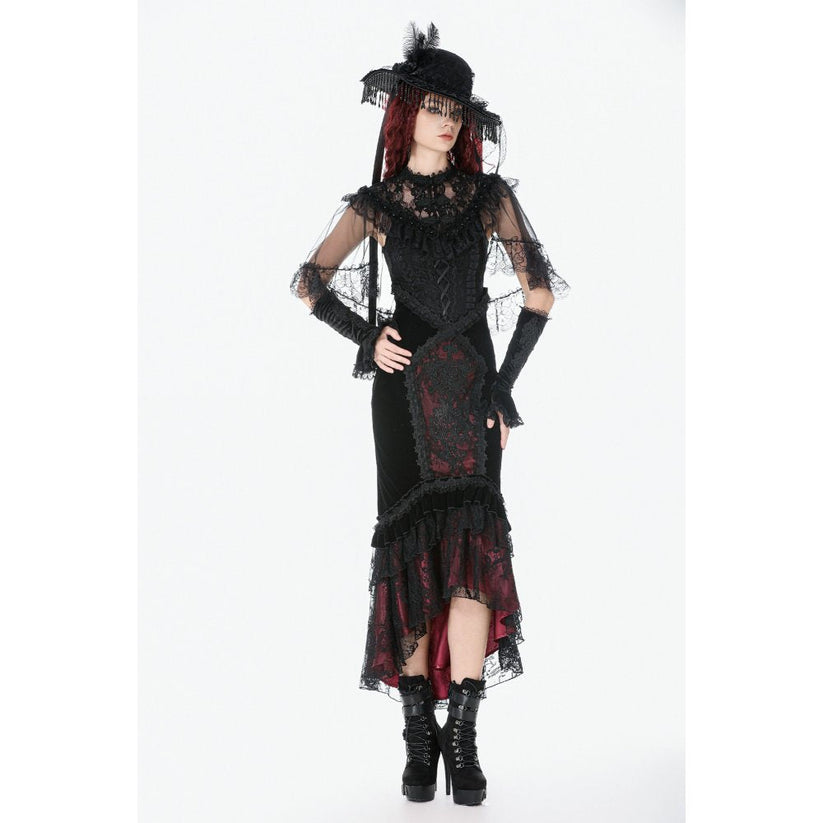 Dark in Love Women's Gothic Capelet Morwenna Lace Ruffle UK 10-22 - QHA UK