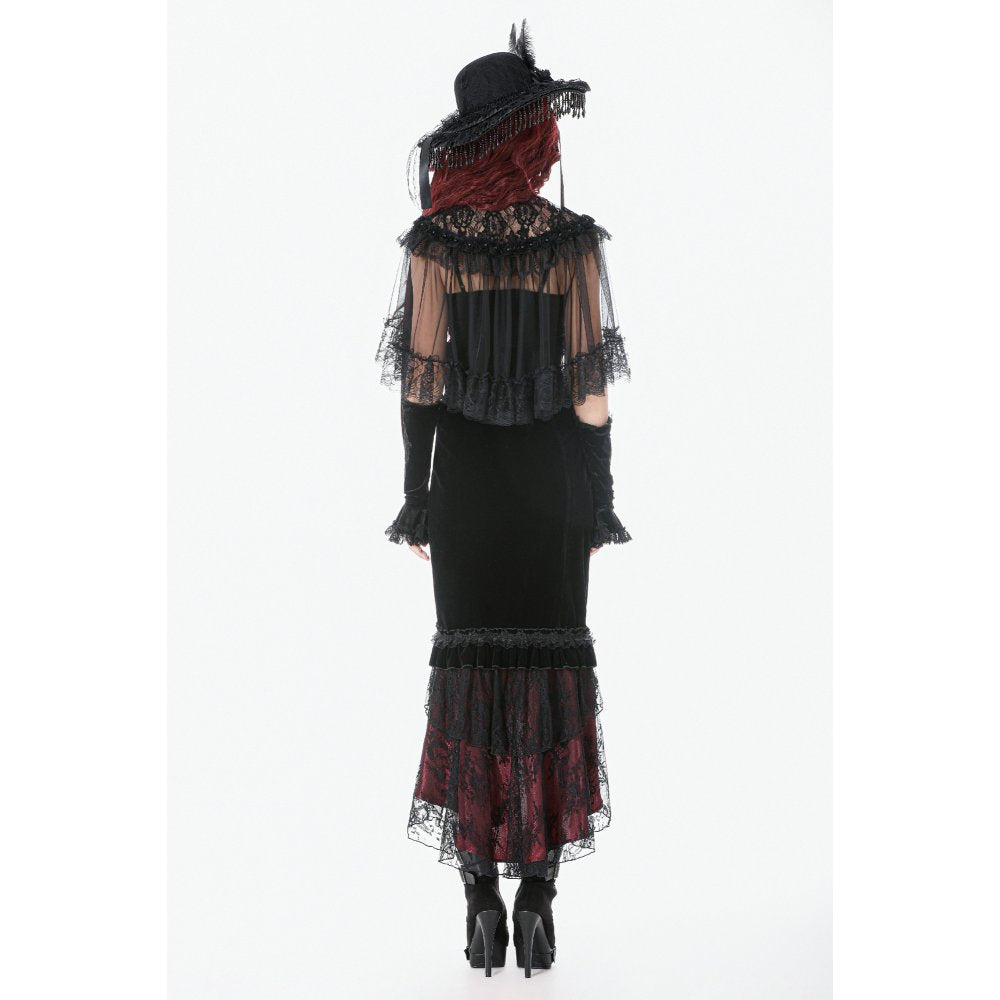 Dark in Love Women's Gothic Capelet Morwenna Lace Ruffle UK 10-22 - QHA UK