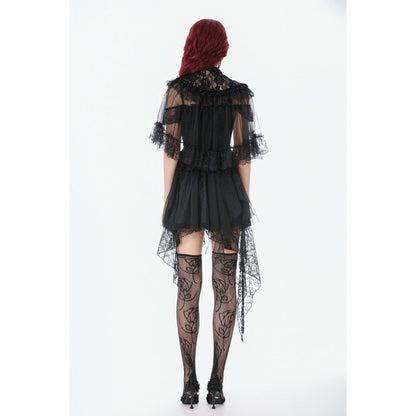 Dark in Love Women's Gothic Capelet Morwenna Lace Ruffle UK 10-22 - QHA UK