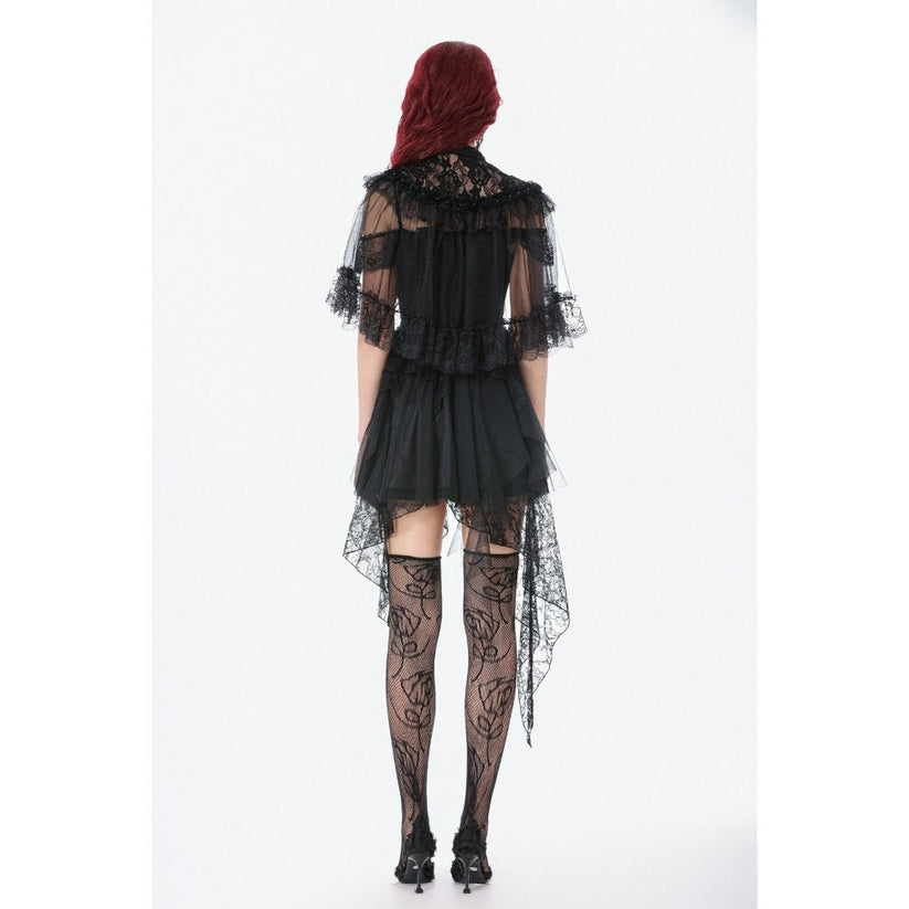 Dark in Love Women's Gothic Capelet Morwenna Lace Ruffle UK 10-22 - QHA UK