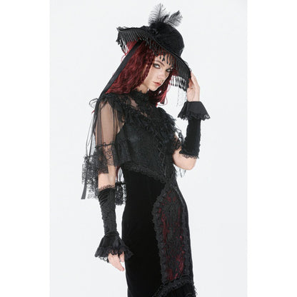 Dark in Love Women's Gothic Capelet Morwenna Lace Ruffle UK 10-22 - QHA UK