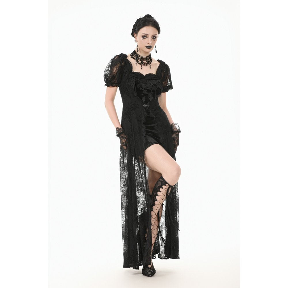 Dark in Love Gothic Maxi Dress Morwenna Lace Black UK 8-22 - QHA UK