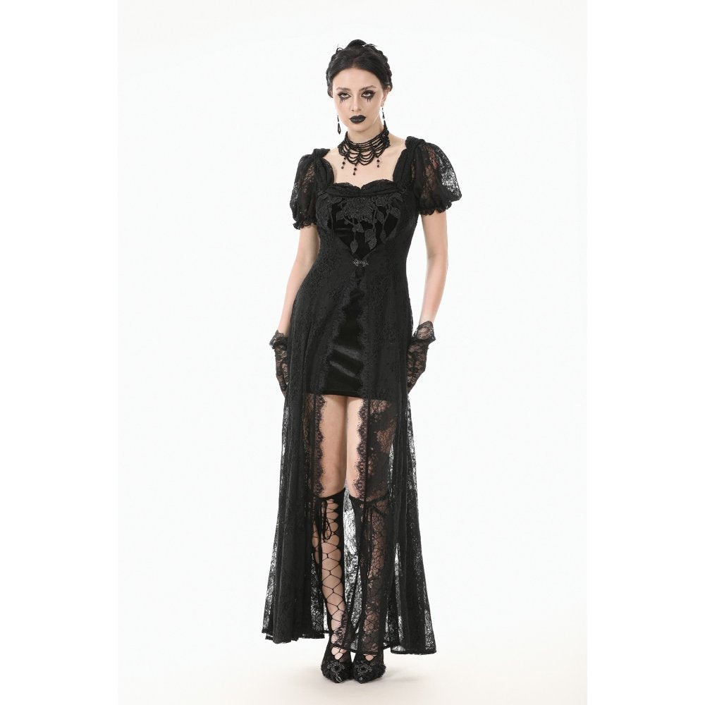 Dark in Love Gothic Maxi Dress Morwenna Lace Black UK 8-22 - QHA UK