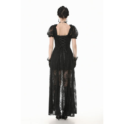 Dark in Love Gothic Maxi Dress Morwenna Lace Black UK 8-22 - QHA UK