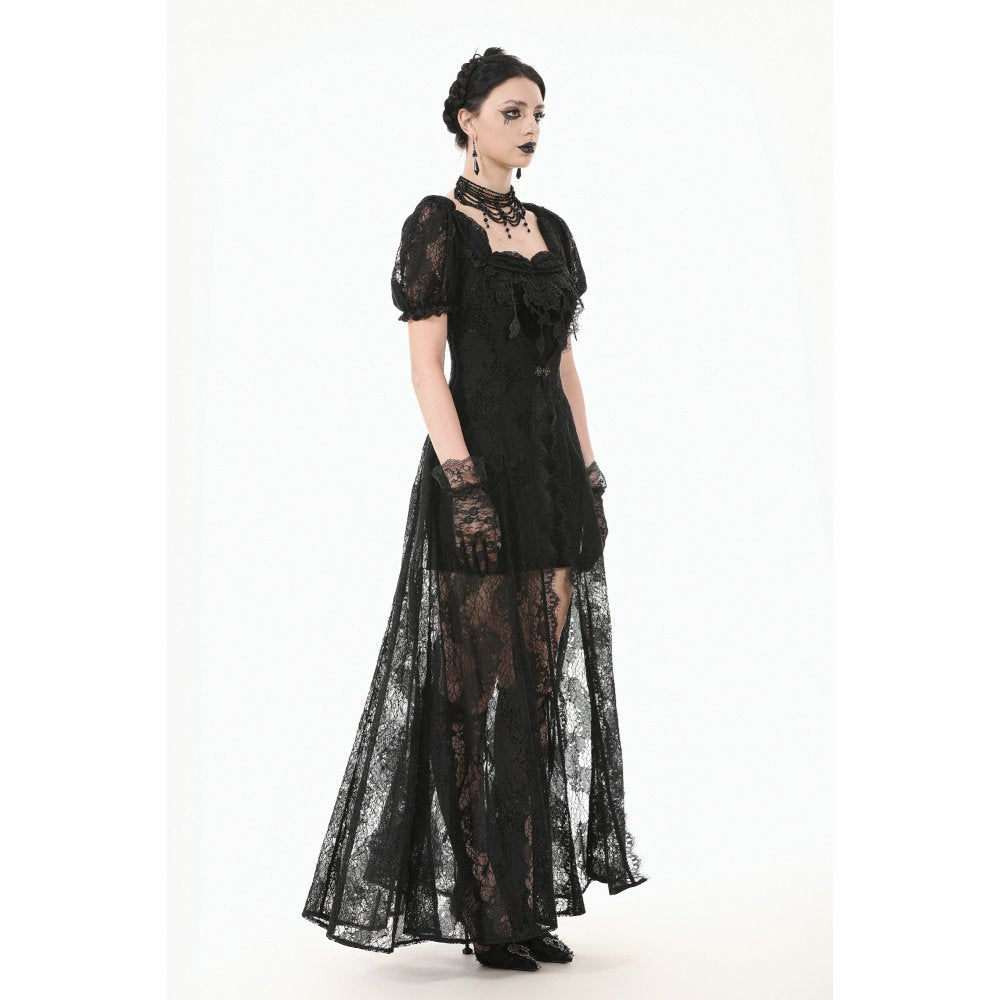 Dark in Love Gothic Maxi Dress Morwenna Lace Black UK 8-22 - QHA UK