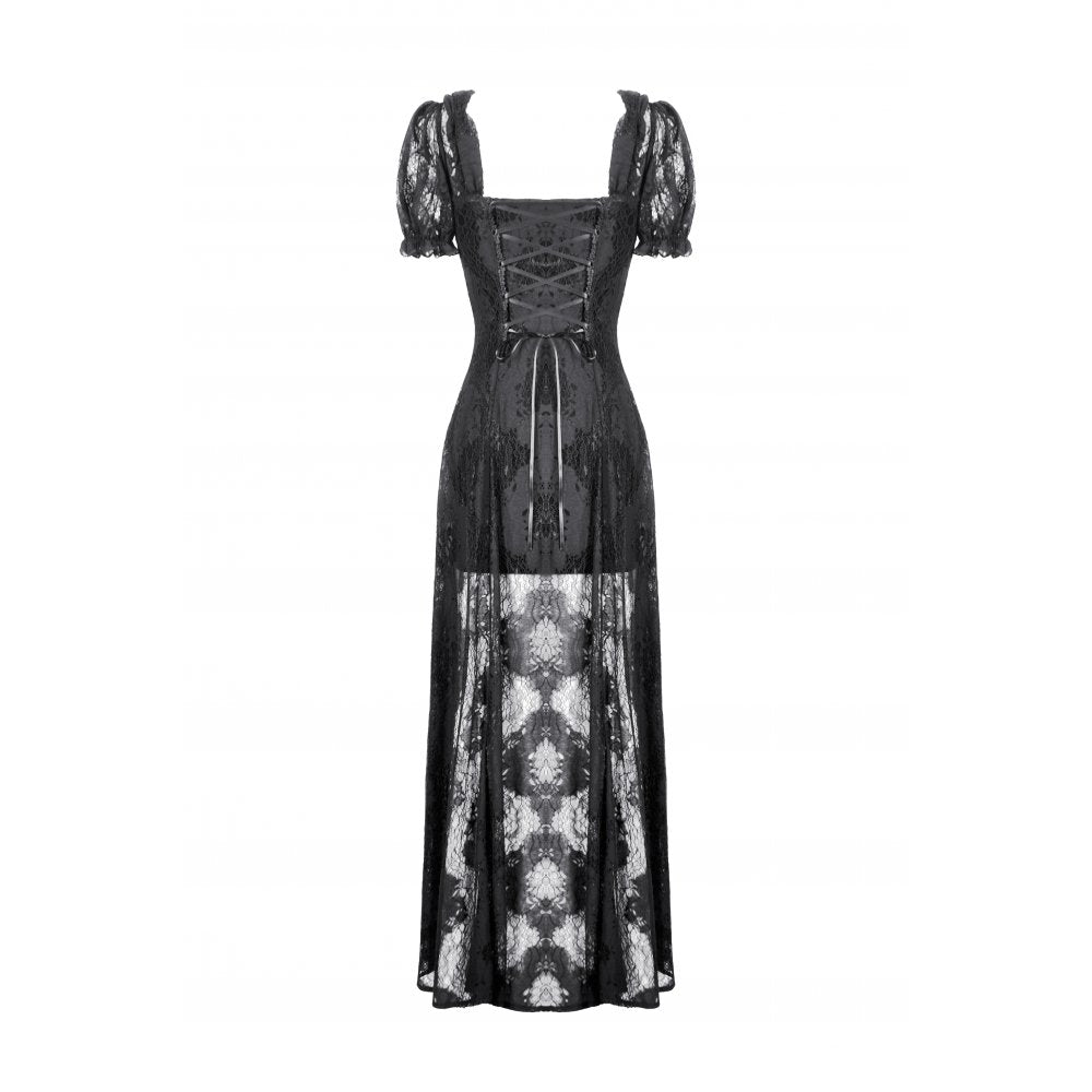 Dark in Love Gothic Maxi Dress Morwenna Lace Black UK 8-22 - QHA UK