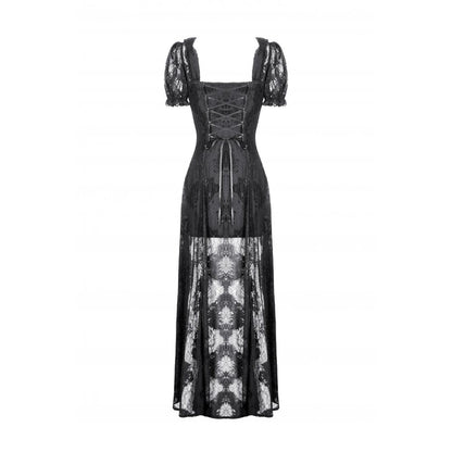Dark in Love Gothic Maxi Dress Morwenna Lace Black UK 8-22 - QHA UK