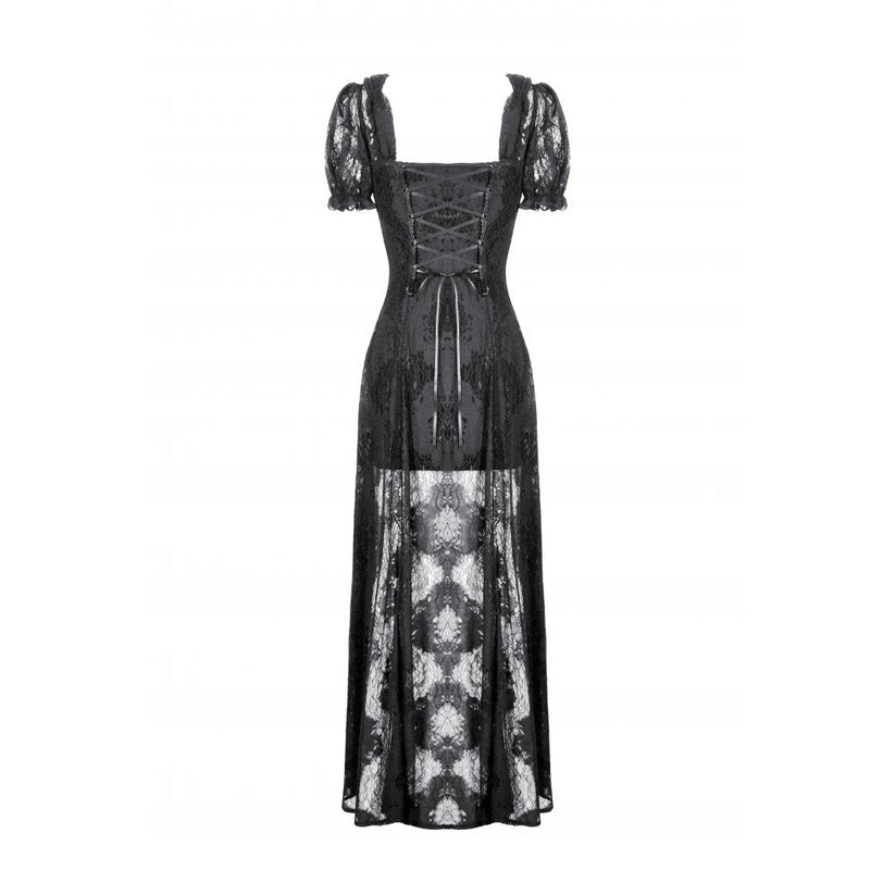 Dark in Love Gothic Maxi Dress Morwenna Lace Black UK 8-22 - QHA UK