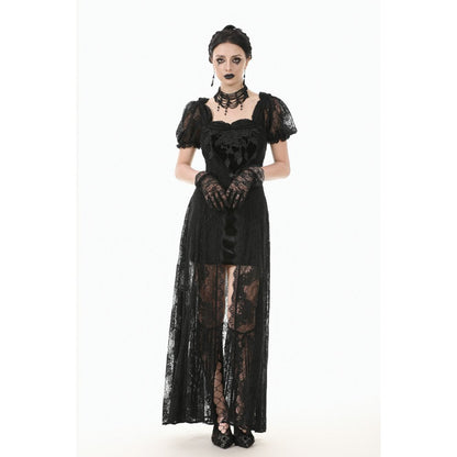 Dark in Love Gothic Maxi Dress Morwenna Lace Black UK 8-22 - QHA UK