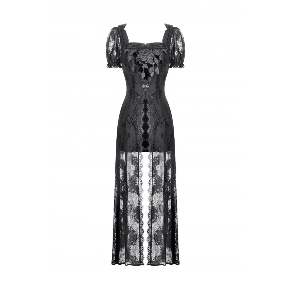 Dark in Love Gothic Maxi Dress Morwenna Lace Black UK 8-22 - QHA UK