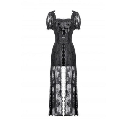 Dark in Love Gothic Maxi Dress Morwenna Lace Black UK 8-22 - QHA UK