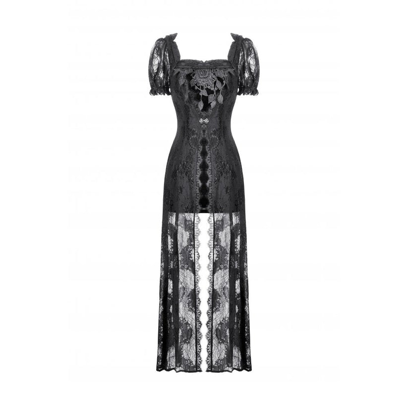 Dark in Love Gothic Maxi Dress Morwenna Lace Black UK 8-22 - QHA UK