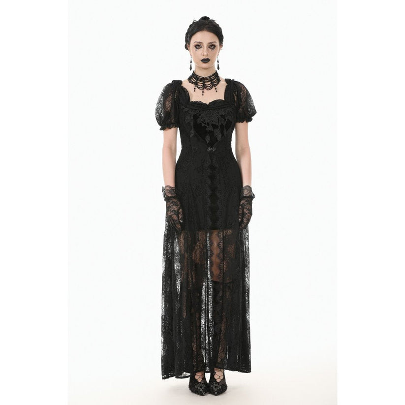 Dark in Love Gothic Maxi Dress Morwenna Lace Black UK 8-22 - QHA UK
