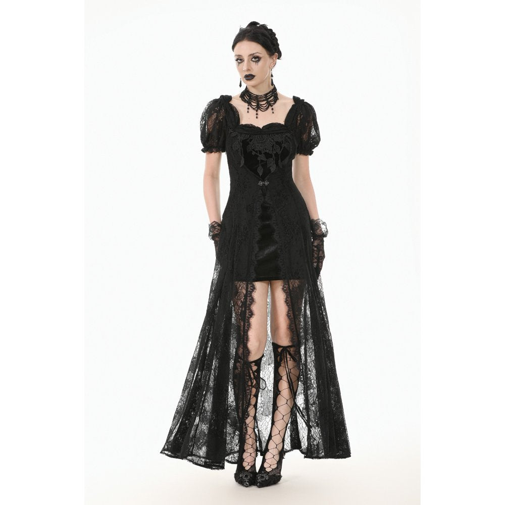 Dark in Love Gothic Maxi Dress Morwenna Lace Black UK 8-22 - QHA UK