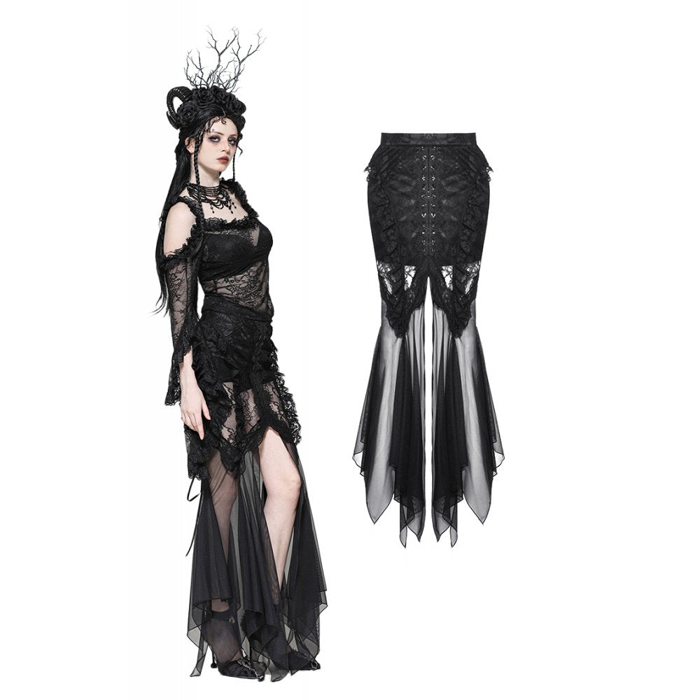 Dark in Love Gothic Skirt Nevaeh Lace and Mesh Mermaid UK 8-18 - QHA UK