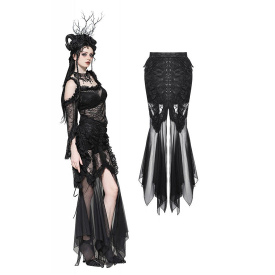 Dark in Love Gothic Skirt Nevaeh Lace and Mesh Mermaid UK 8-18 - QHA UK