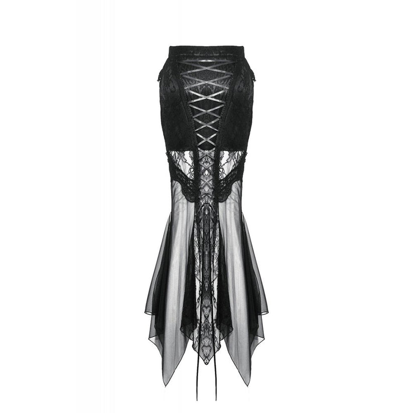 Dark in Love Gothic Skirt Nevaeh Lace and Mesh Mermaid UK 8-18 - QHA UK
