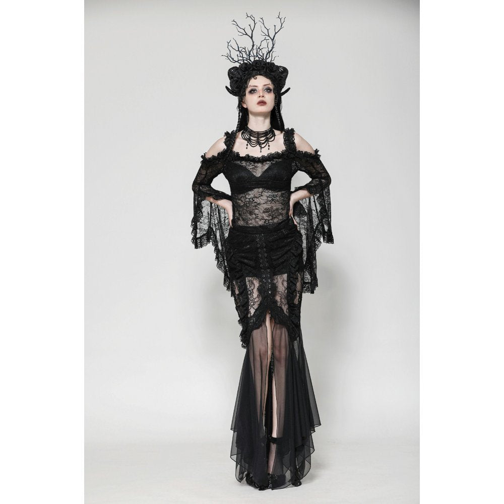 Dark in Love Gothic Skirt Nevaeh Lace and Mesh Mermaid UK 8-18 - QHA UK