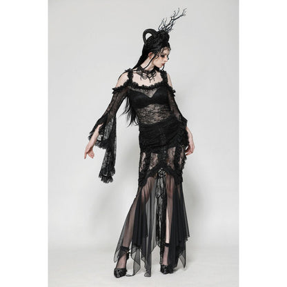 Dark in Love Gothic Skirt Nevaeh Lace and Mesh Mermaid UK 8-18 - QHA UK
