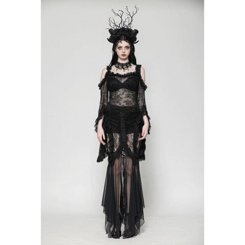 Dark in Love Gothic Skirt Nevaeh Lace and Mesh Mermaid UK 8-18 - QHA UK