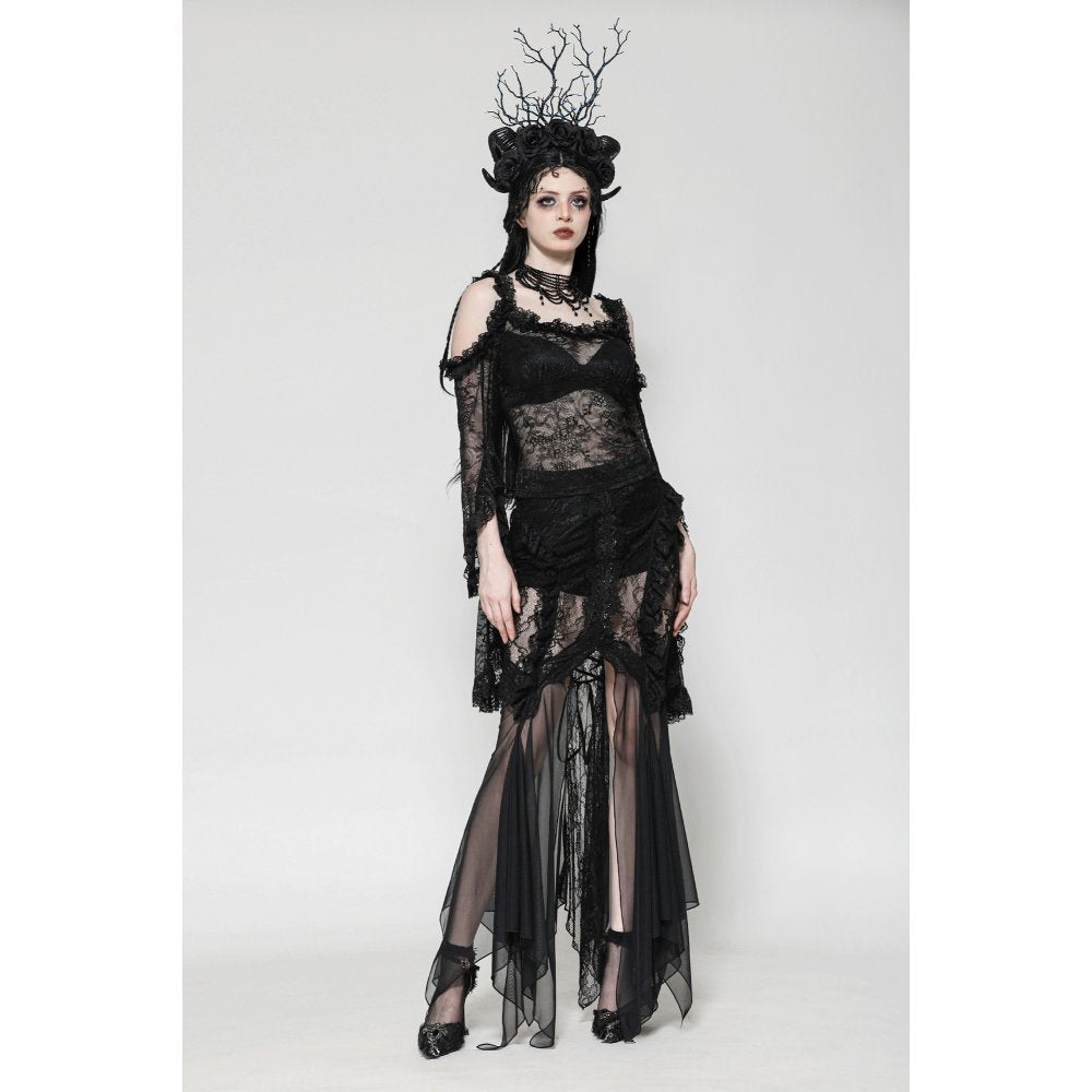Dark in Love Gothic Skirt Nevaeh Lace and Mesh Mermaid UK 8-18 - QHA UK
