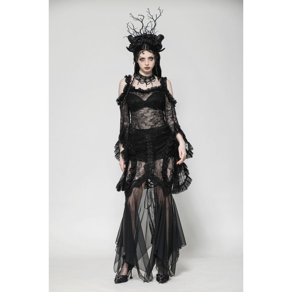 Dark in Love Gothic Skirt Nevaeh Lace and Mesh Mermaid UK 8-18 - QHA UK