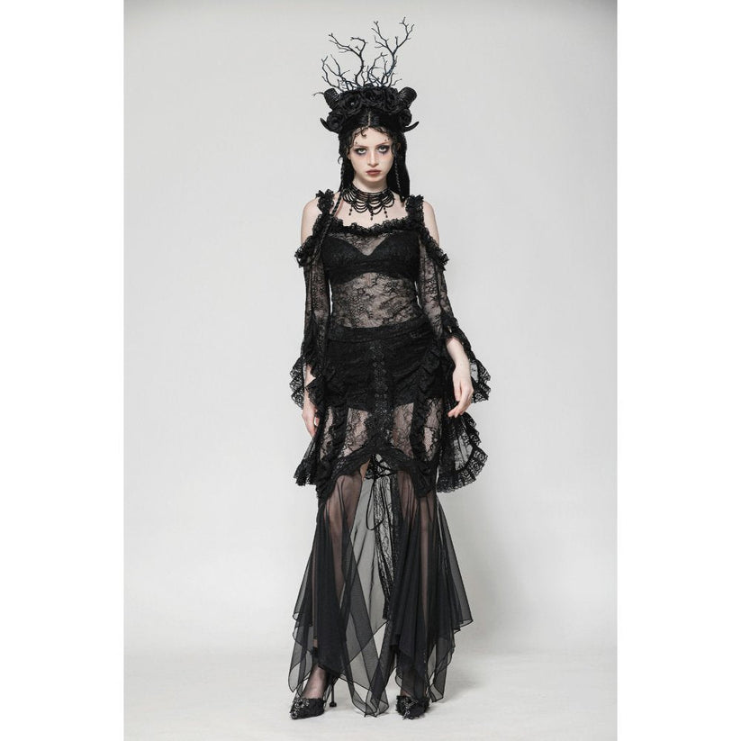 Dark in Love Gothic Skirt Nevaeh Lace and Mesh Mermaid UK 8-18 - QHA UK