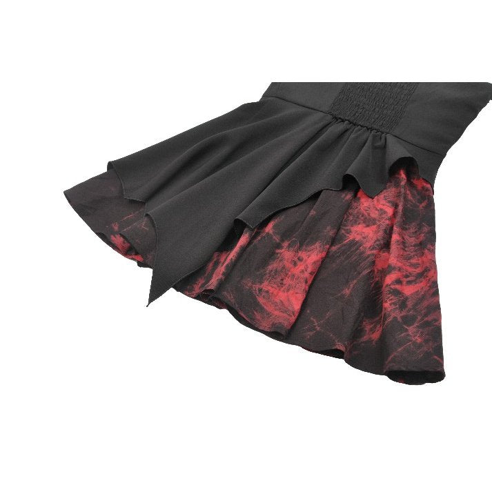 Dark in Love Gothic Mini Dress Nyssa Black and Red Strap Detail - QHA UK