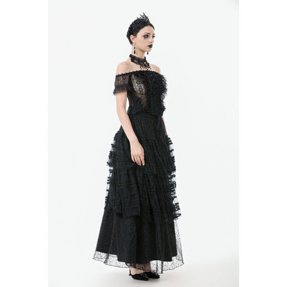 Dark in Love Women's Gothic Bodysuit Ophelia Lace Off-Shoulder Top - QHA UK