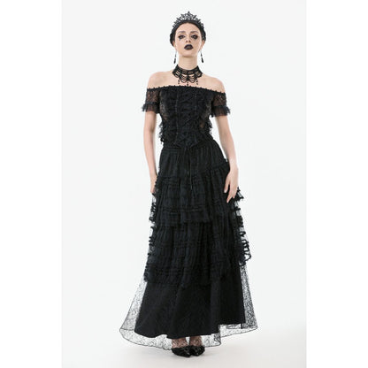 Dark in Love Women's Gothic Bodysuit Ophelia Lace Off-Shoulder Top - QHA UK
