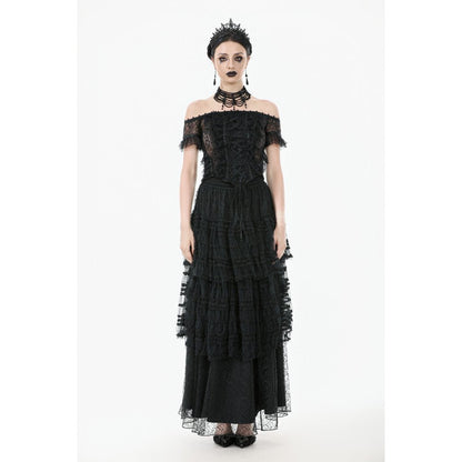 Dark in Love Women's Gothic Bodysuit Ophelia Lace Off-Shoulder Top - QHA UK