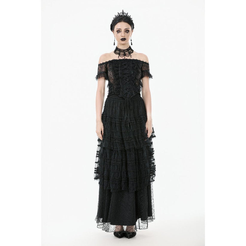 Dark in Love Women's Gothic Bodysuit Ophelia Lace Off-Shoulder Top - QHA UK