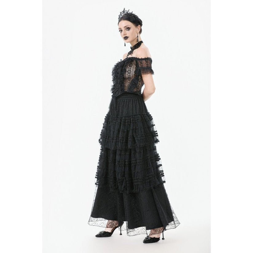 Dark in Love Women's Gothic Bodysuit Ophelia Lace Off-Shoulder Top - QHA UK